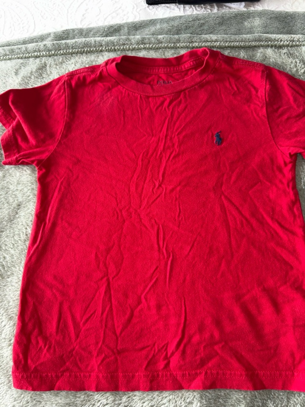 Polo by Ralph Lauren Bright Red Crewneck Tee with Navy Print